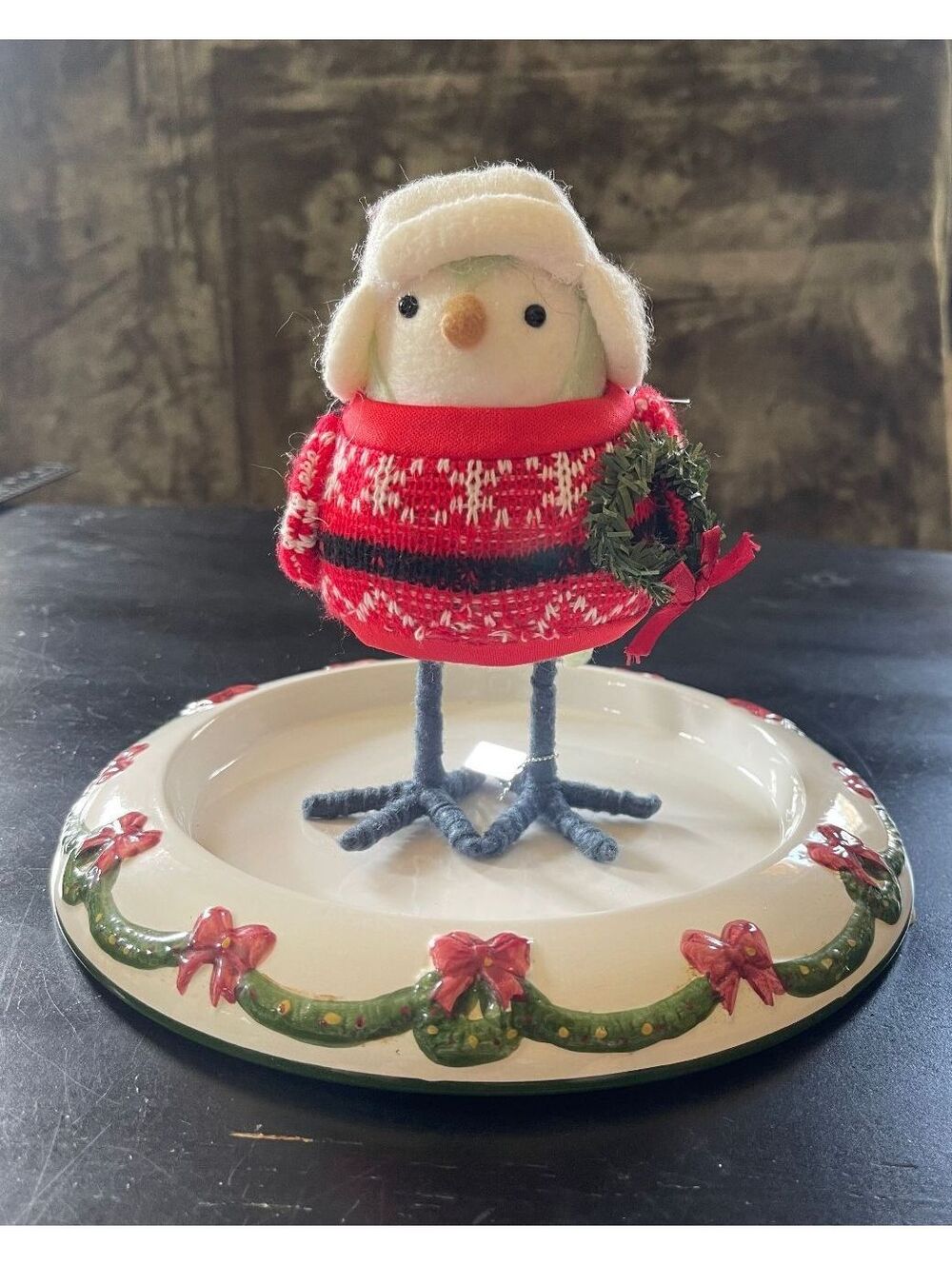 FIKA 2022 Holiday Bird Figurine with Festive Sweater and Wreath-Featherly Friend